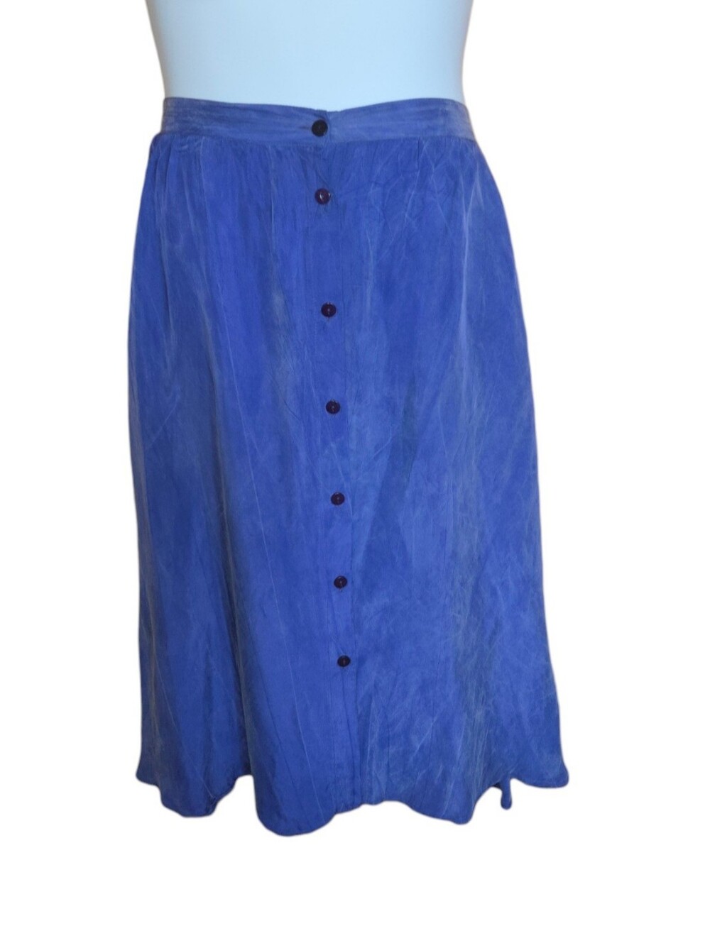 VTG St. Germain Paris Skirt Feels Like Silk Button Front Blue 90's Minimalist 16